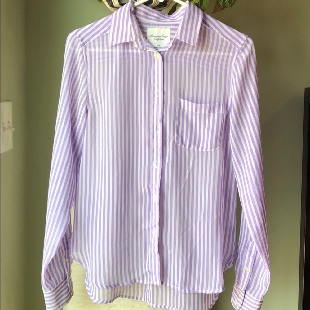 Button up purple Striped Blouse, American Eagle
